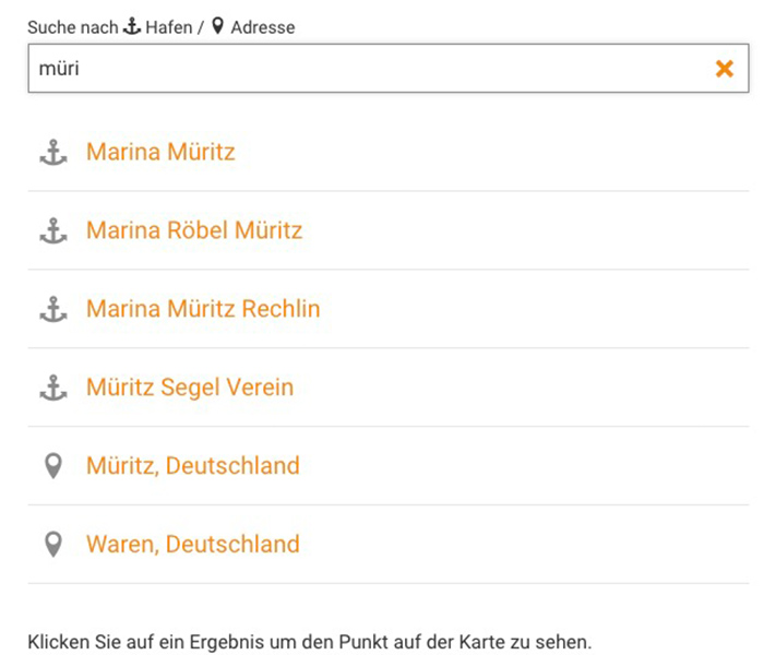 Intelligente Hafen- und Ortssuche