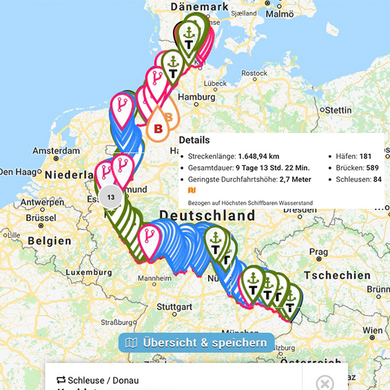 Törnplaner für die Routenberechnung