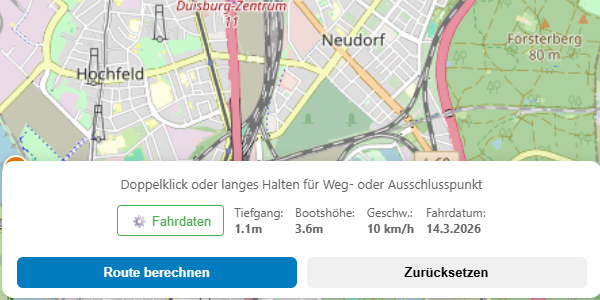 Berechnung der Route auf Karte