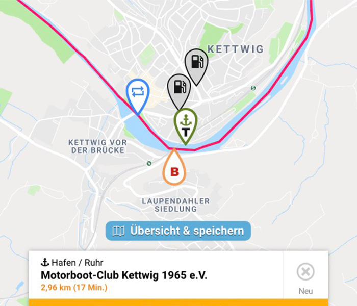 Die Route wird berechnet