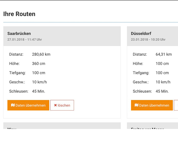 Komfortabler Routenspeicher