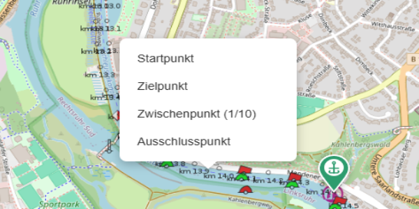 Start und Ziel auf Karte