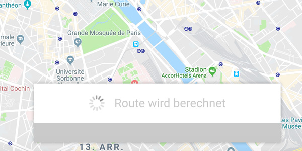 Berechnung der Route auf Karte
