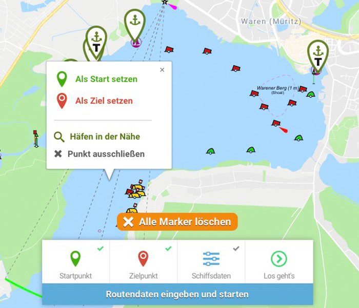 Start- und Zielpunkt eingeben